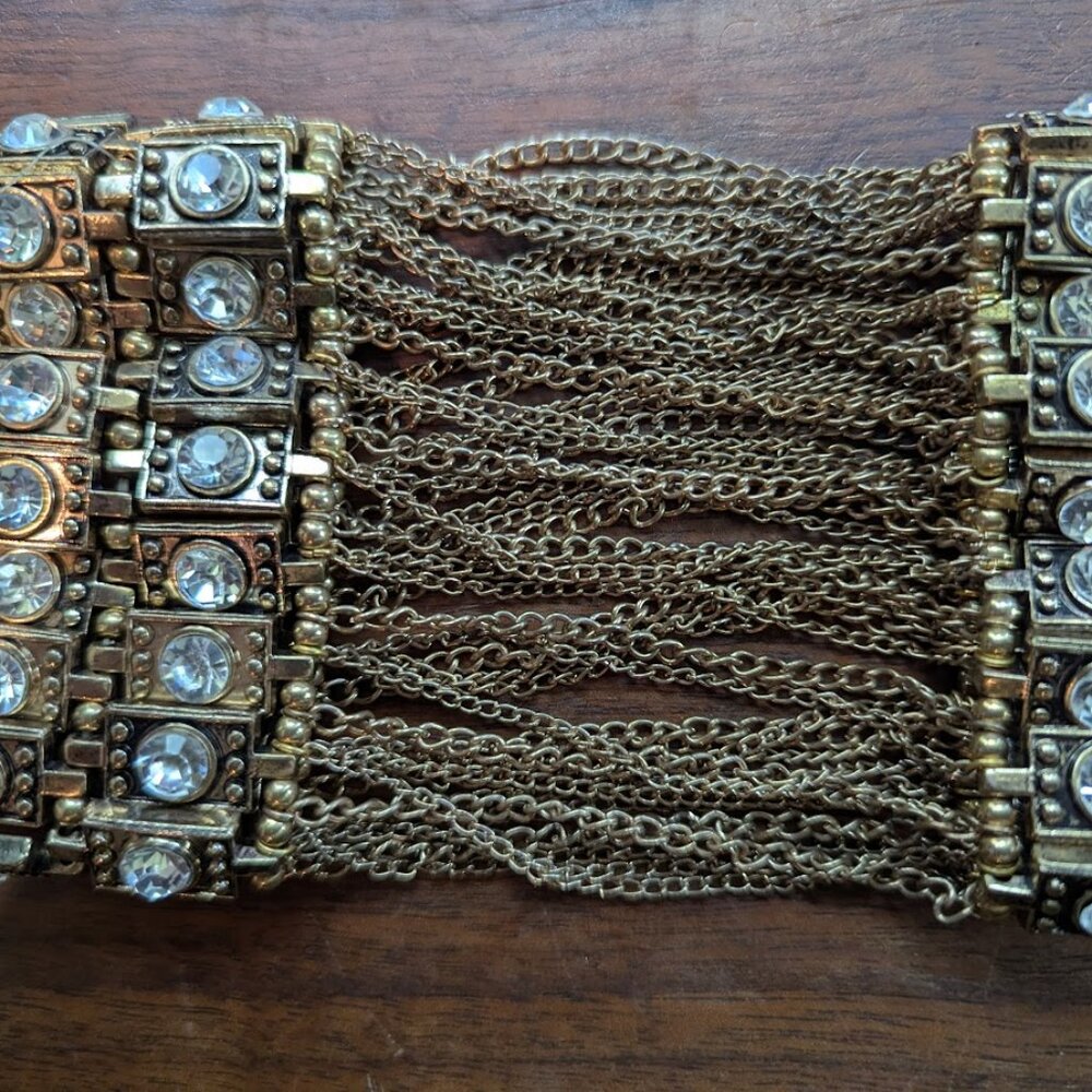 Bracelet Gold Style Chain And Glass Diamonds